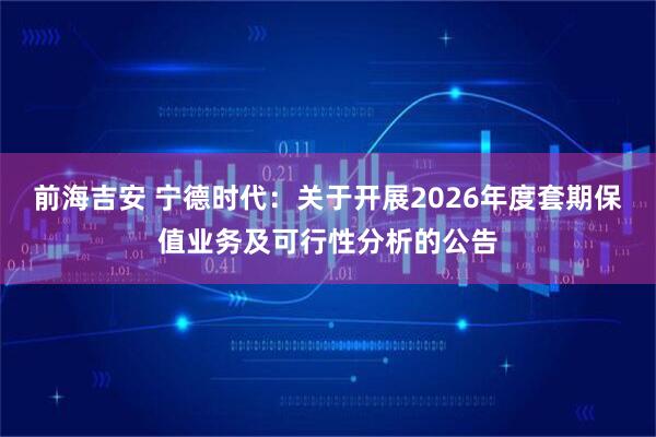 前海吉安 宁德时代：关于开展2026年度套期保值业务及可行性分析的公告